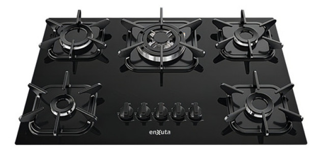 Anafe De Empotrar A Gas En Vidrio Negro Aenxv2752ng Enxuta