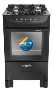 Cocina Supergas 4 Hornallas Negra, Mesada De Vidrio Enxuta