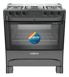 Cocina Supergas 5 Hornallas Negra Con Termocupla Enxuta Cenx27250ng