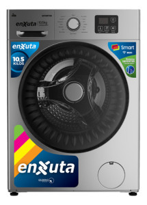 Lavarropas Inverter Smart 10,5 Kg Enxuta Lenxs01050t Carga Frontal Color Plateado