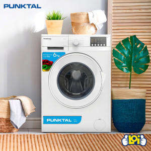 Lavarropas Punktal Eco-logic Frontal 6kg Panel Digital Color Blanco