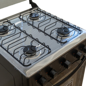 Cocina Punktal Pk-268bk Viena Super Gas 4h Horno 51l Limpia Fácil Color Negro Sin Tapa De Vidrio