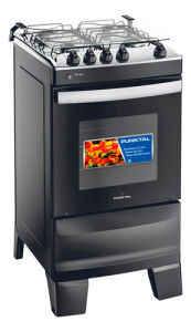 Cocina Combinada 4 Hornallas Punktal Pk-744 C Grill Color Negro