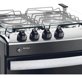 Cocina Combinada 4 Hornallas Punktal Pk-744 C Grill Color Negro