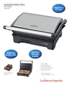 Sandwichera Grill Punktal Antiadherente 750w 1 Año Color Gris
