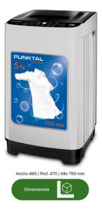 Lavarropas Punktal C/sup 5kg C/bomba Pk-005lav Color Gris