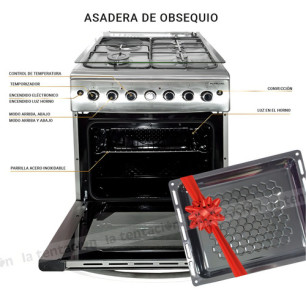 Cocina Punktal Turca Pk-1050 Etk Color Inox Con Puerta Con Visor