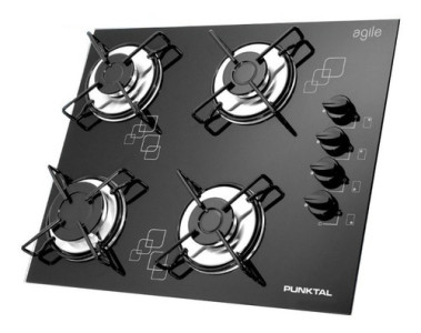 Anafe Con Alimentación A Gas Punktal Pk-ag848 Color Negro 4 Hornallas