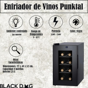 Enfriador De Vinos Punktal 8 Botellas 23 Litros Pk-ev81 Amv